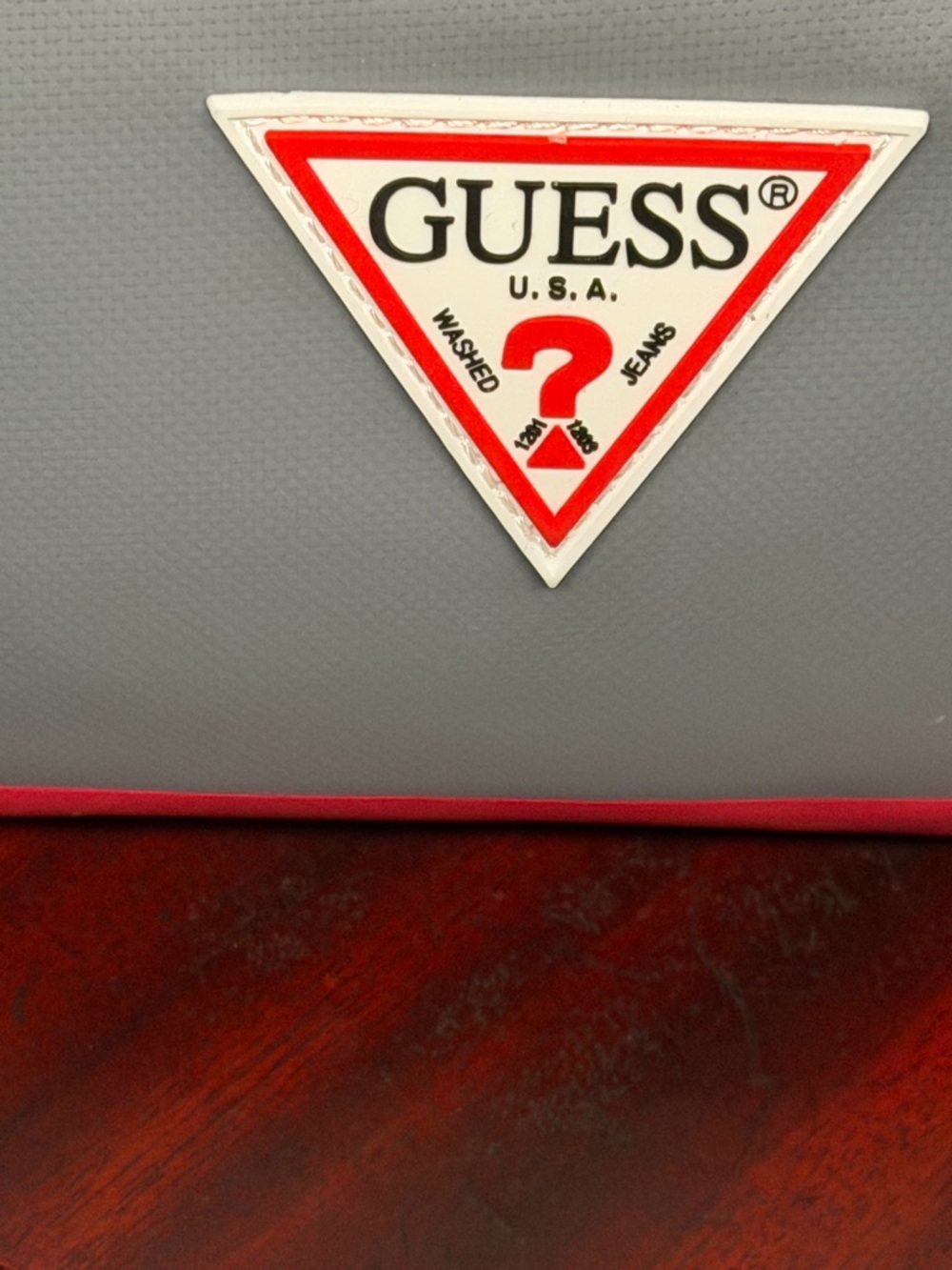 GUESS Gray and Red Men's Toiletry Bag - Picture 2 of 11